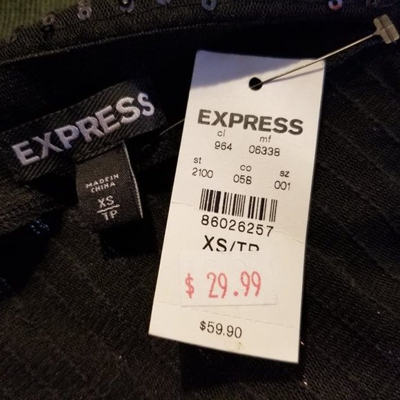 ~Brand New With Tags!~ Express Black Sequin Shawl Cover Up Over Shirt Top Blouse - Picture 4 of 4